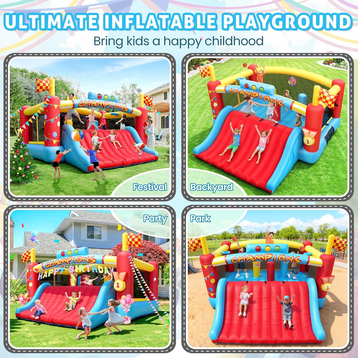 大きな子供向けインフレータブルバウンスハウス、13フィート屋 - Kids Outdoor Games のレビューと価格