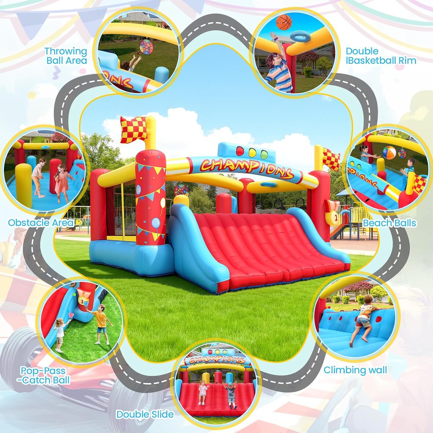 大きな子供向けインフレータブルバウンスハウス、13フィート屋 - Kids Outdoor Games のレビューと価格