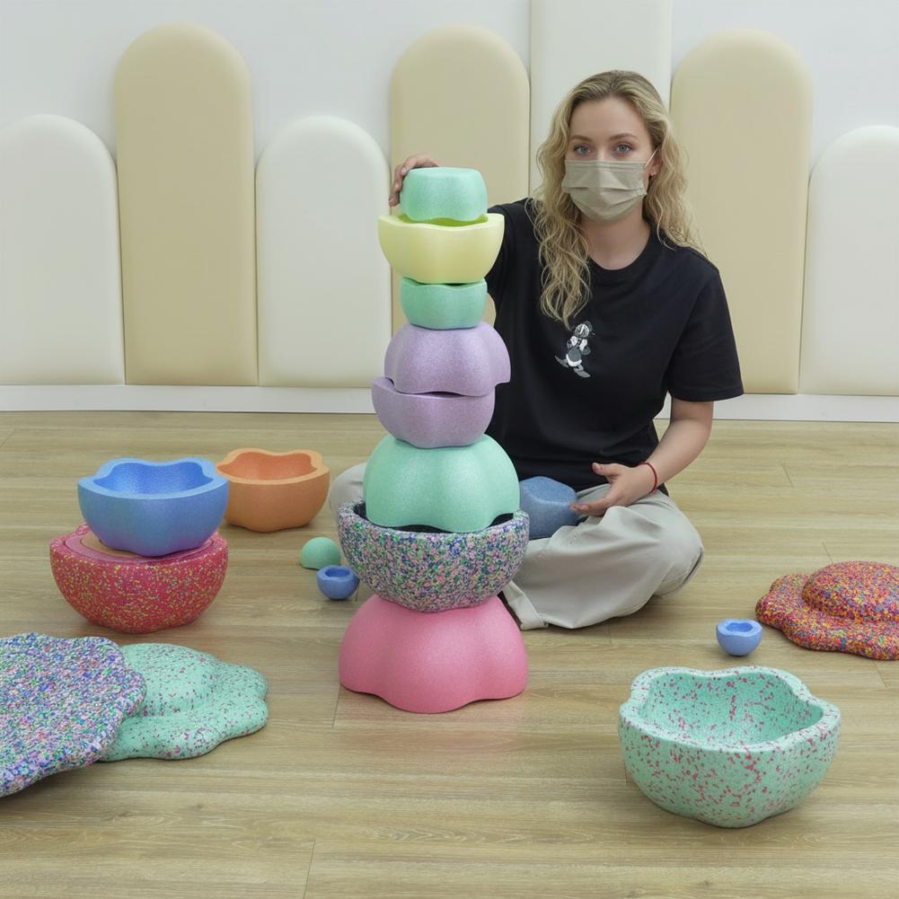 子供用滑り止めバランスストーン、創造的な積み重ねおもちゃ、屋 - Kids Outdoor Obstacle Course のレビューと価格