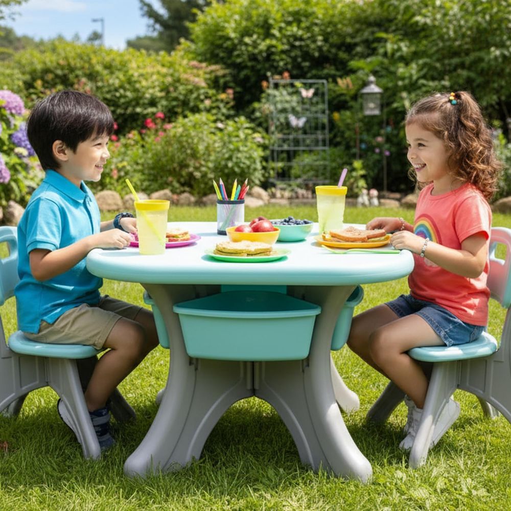 子供用テーブルと椅子、3ピースアクティビティデスクセット（4 - Kids Outdoor Activity Table のレビューと価格