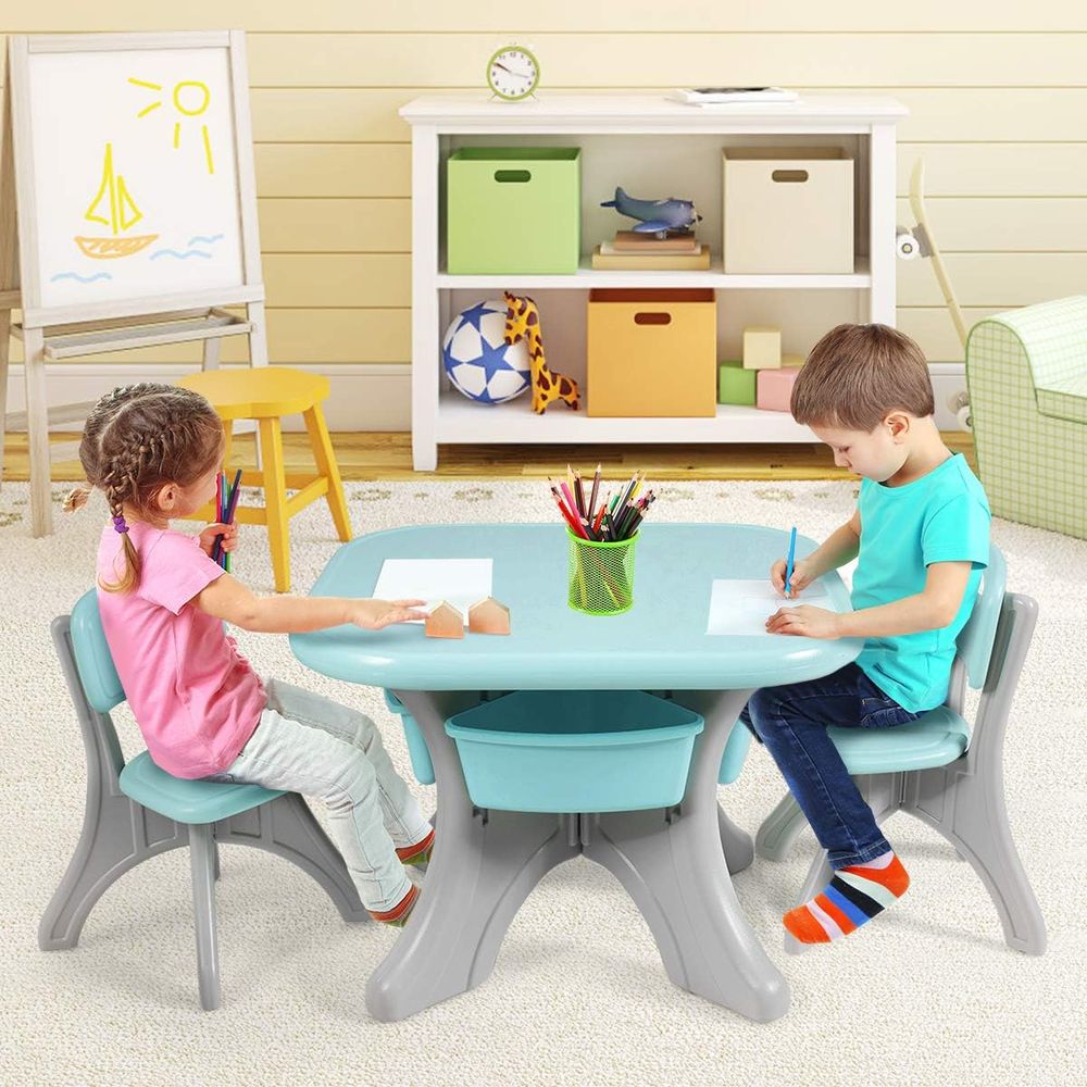 子供用テーブルと椅子、3ピースアクティビティデスクセット（4 - Kids Outdoor Activity Table のレビューと価格