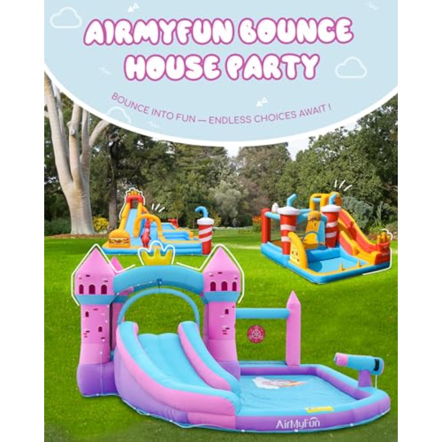 裏庭用インフレータブルウォータースライド付きバウンスハウス（ - Kids Outdoor Inflatable Water Slide のレビューと価格